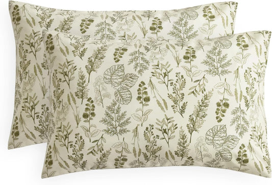 - Floral Pillow Cases, Botanical Vintage Flower Shabby Chic Coquette Cottagecore Aesthetic, Set of 2 Soft Pillowcases Pillow Shams Covers, Olive Green, King Size 20X36 Inches
