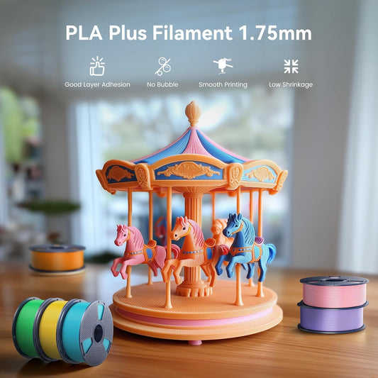 4KG 3D Printer Filament PLA plus 1.75Mm, Neatly Wound PLA Filament 1.75Mm PRO, PLA+ Filament for Most FDM 3D Printer, 1Kg Spool, 4 Packs, Black