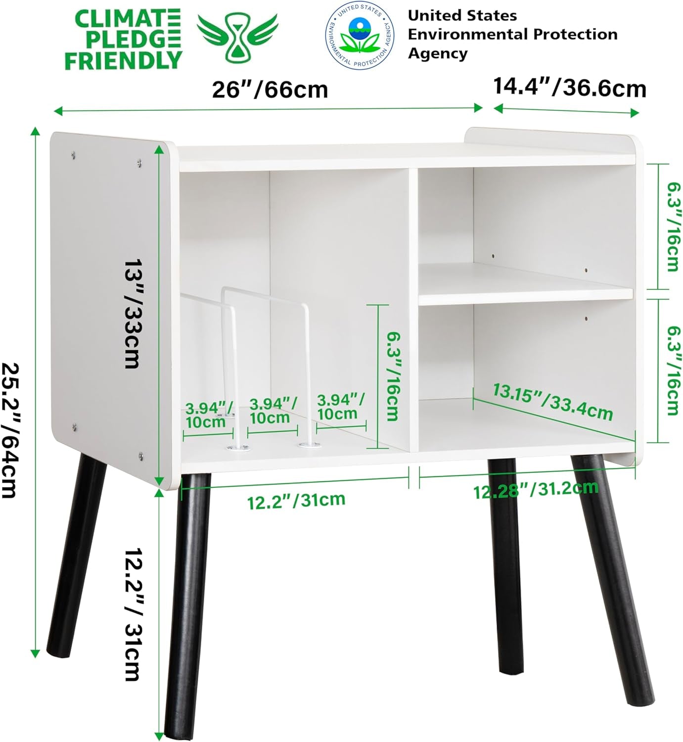 Record Player Stand, Mid-Century Record Player Table with Storage Hold up to 150 Albums , Vinyl Record Cabinet with Adjustable Shelves , Wood Turntable Stand for Living Room Bedroom (White)