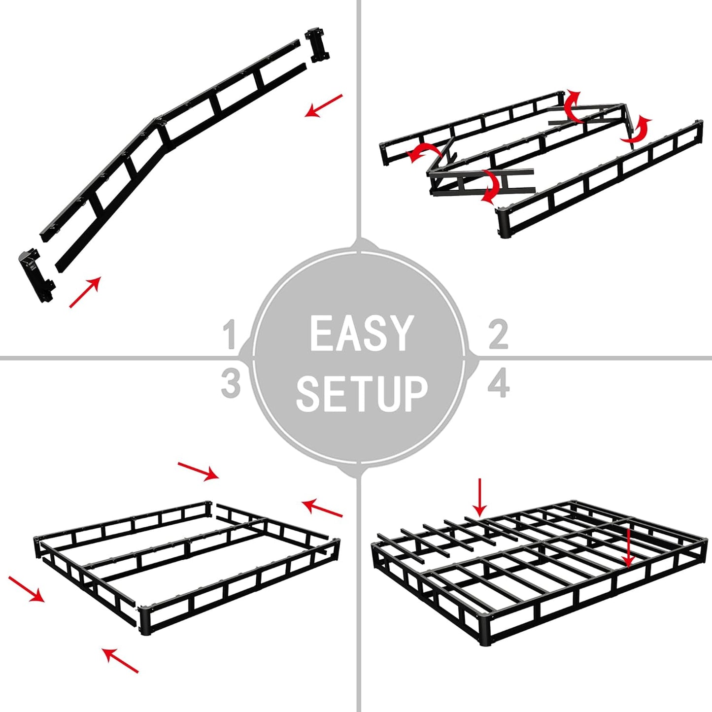 5 Inch Heavy Duty Metal Box Spring Mattress Foundation 3000Lbs Max Weight Capacity/Non-Slip/No Noise/Easy Assembly/Easy Clean Cover,King
