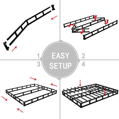 5 Inch Heavy Duty Metal Box Spring Mattress Foundation 3000Lbs Max Weight Capacity/Non-Slip/No Noise/Easy Assembly/Easy Clean Cover,King