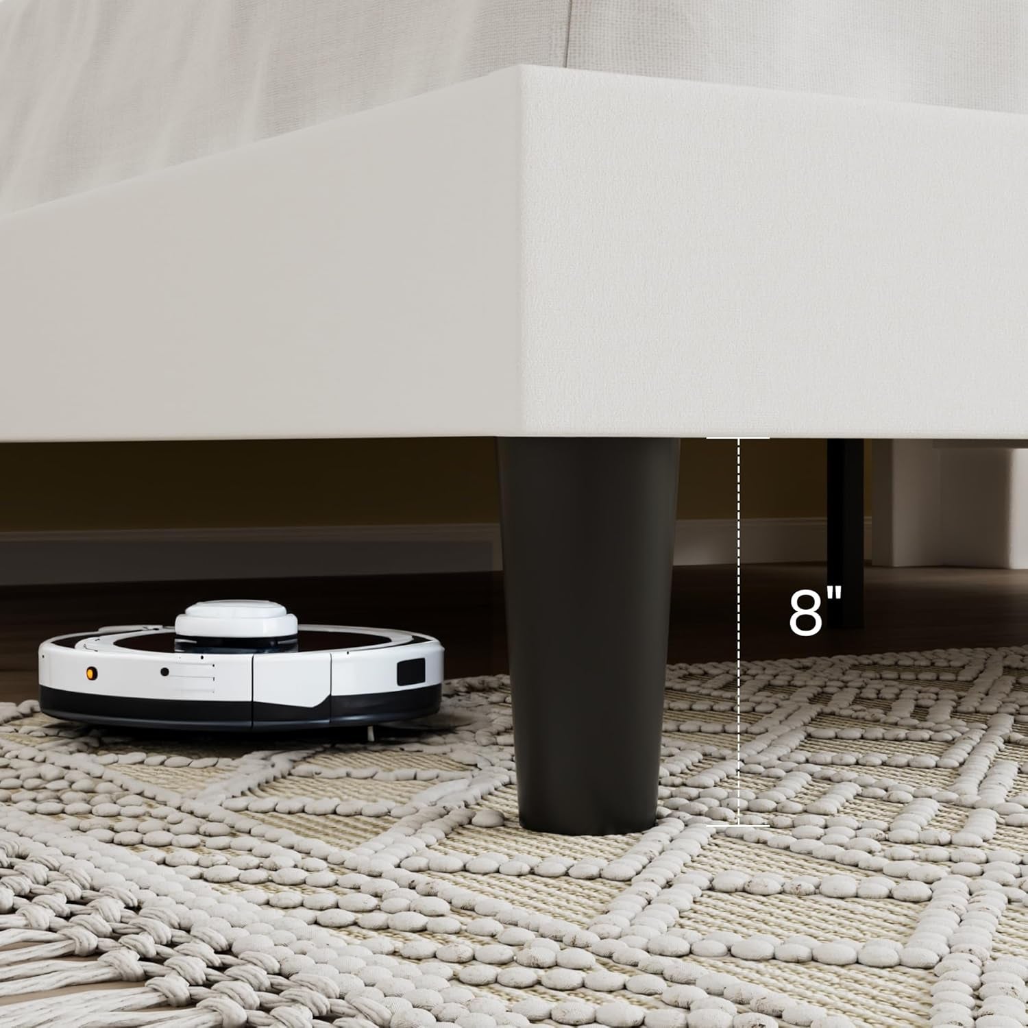 Queen Size Velvet Upholstered Platform Bed Frame with Vertical Channel Tufted Wingback Headboard, Wooden Slats Support, Easy Assembly, under Bed Storage, No Box Spring Required, White