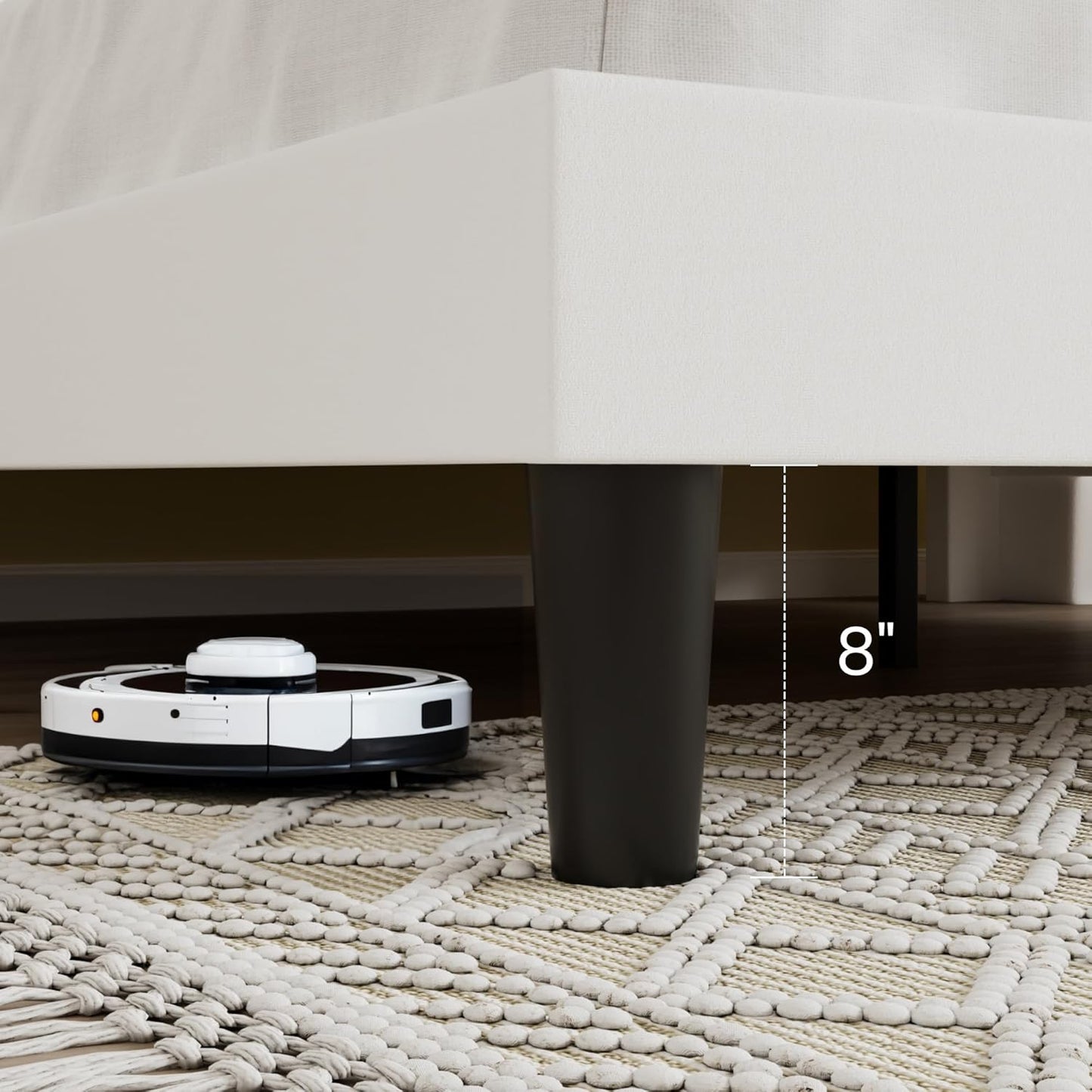 Queen Size Velvet Upholstered Platform Bed Frame with Vertical Channel Tufted Wingback Headboard, Wooden Slats Support, Easy Assembly, under Bed Storage, No Box Spring Required, White