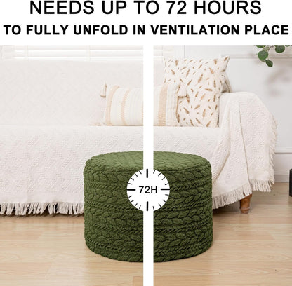 Round Pouf Ottoman 20 X 20 X 14 Inches Boho Poof Home Decor Floor Pouffe Ottoman Foot Rest for Couch Sofa Bean Bag Chairs Living Room Bedroom (Green)