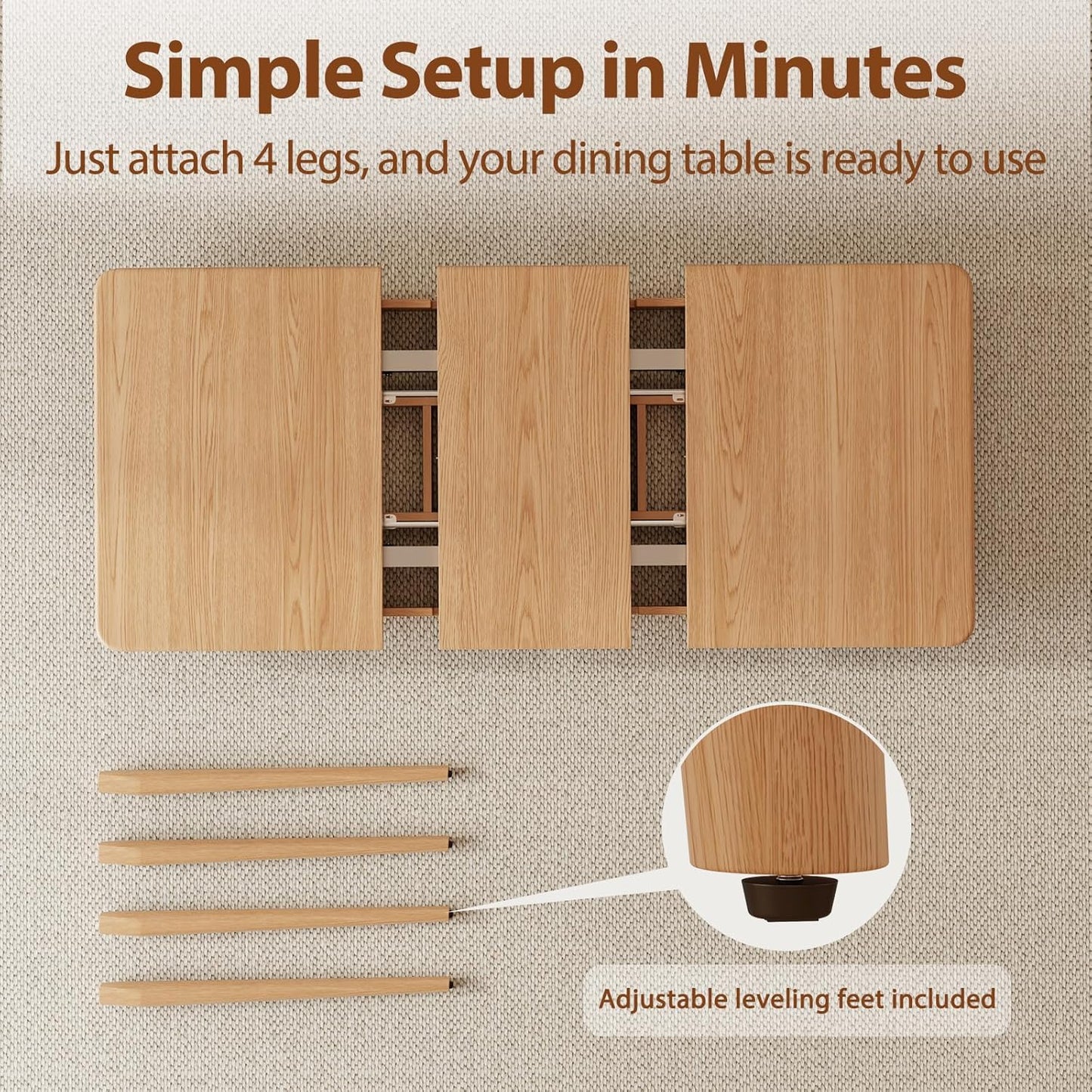 Solid Wood Extendable Dining Table for 4-8 People with Seamless Extension from 47.2 to 63 Inches, Easy Assembly, Expandable Tables for Small Spaces, Dining Room, Kitchen, Living Room, Walnut