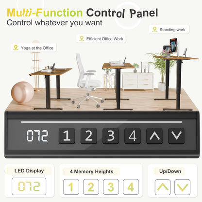 Electric Standing Desk, 45 X 24 Inches Sit Stand up Desk, Sit Stand Height Adjustable Home Office Desk with 4 Height Position Memory - with Splice Board (Rustic Brown, 45)