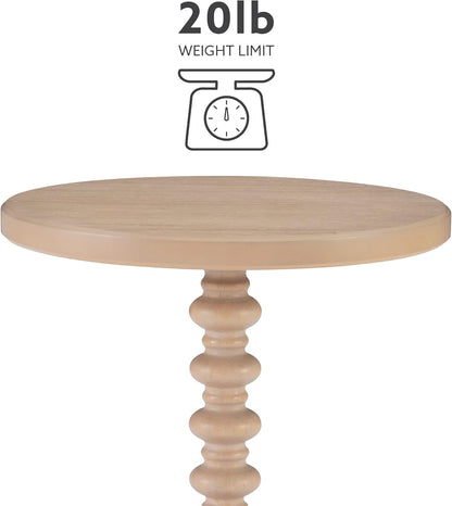 Tarkin round Natural Wood Turned Spindle Pedestal Side Accent Table