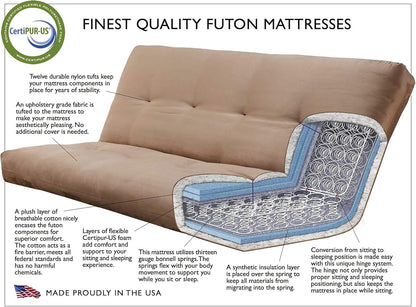 Phoenix Full Size Futon in Espresso Finish, Linen Charcoal