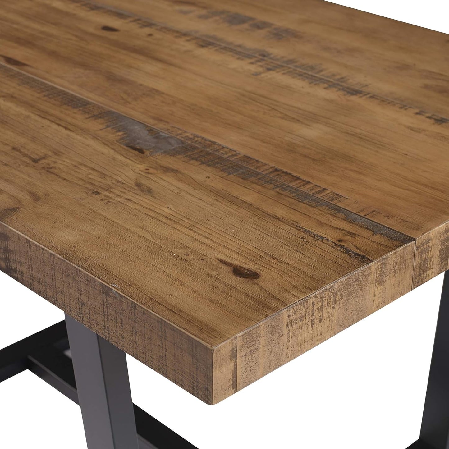 Durango Distressed Solid Wood Dining Table, 52 Inch, Rustic Oak