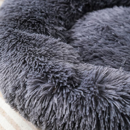 Donut Dog Bed Cat Bed Fluffy Calming Pet Bed Dog round Bed Cat round Bed Warm Kitten Nest Ideal for 3Kg Pet, Small, Dark Light