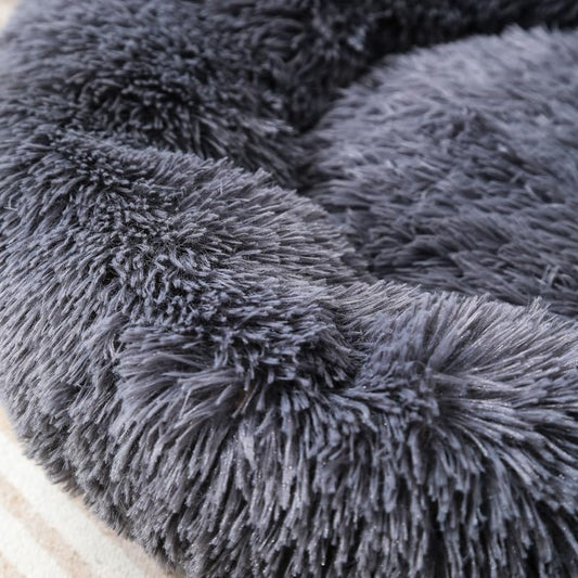 Donut Dog Bed Cat Bed Fluffy Calming Pet Bed Dog round Bed Cat round Bed Warm Kitten Nest Ideal for 3Kg Pet, Small, Dark Light