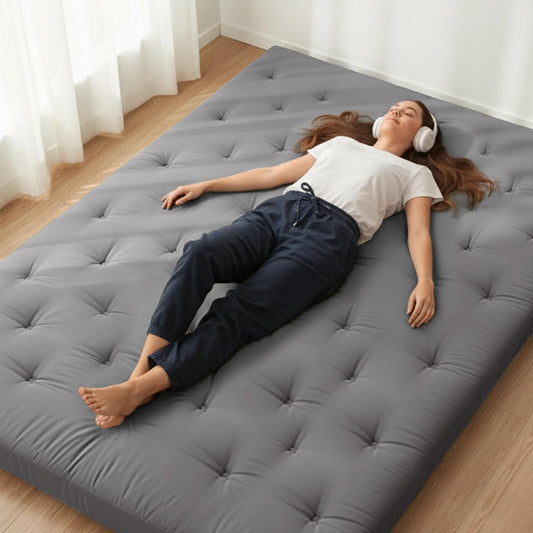 Japanese Floor Futon Mattress Queen Size 80"X 60", 100% Cotton Cover 2.5'' Thicken Tatami Mattress, Foldable Sleeping Pad, Portable Dormitory Tatami Mat(Grey)