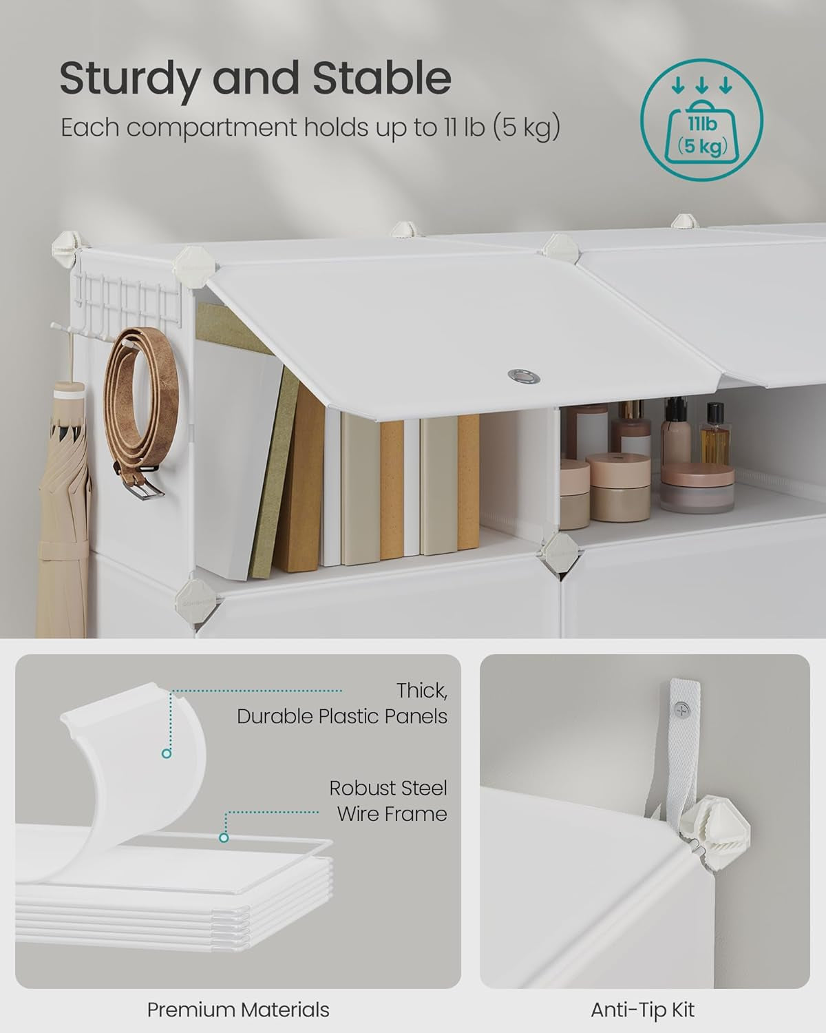 Shoe Rack Organizer, 8-Tier Shoe Storage Cabinet for Closet and Entryway, Holds 32 Pairs of Shoes, Adjustable, Cloud White ULPC034W03