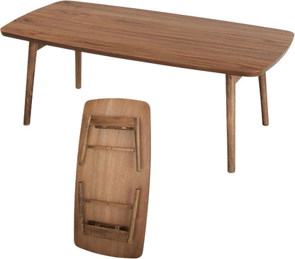 Folding Legs Table W41.3 X D20.5 X H14.0 Inches Natural Walnut and Rubber Wood Material Home and Living Coffee Table Walnut Wood Color TAC-229WAL
