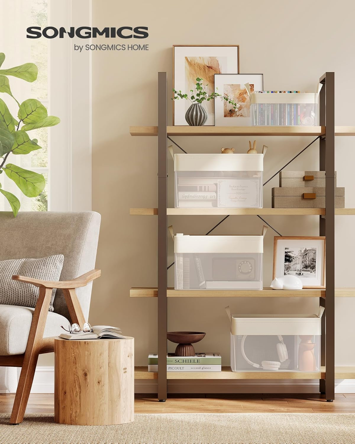 Closetorganizers Set of 3, Medium Fabric Storage Baskets, Foldable Organizer with Transparent Nylon Mesh, 15.7 X 11.8 X 9.8 Inches, Handles, for Bedroom, Living Room, Cream White URFB940W01