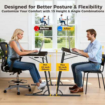 Upgraded Folding TV Tray Table - Extra Large & Sturdy Laptop Table for Couch, Height & Angle Adjustable Desk for Dinner, Work & TV - Includes Footrest, Cup Holder, Ipad Holder & Edge Stopper