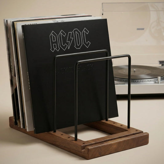 Decorative Vinyl Record Storage for up to 75 Single Records – Sturdy LP Holder Stand Organizes All Your Favorite Classic, Oldies, or Recent Hit Albums in Style