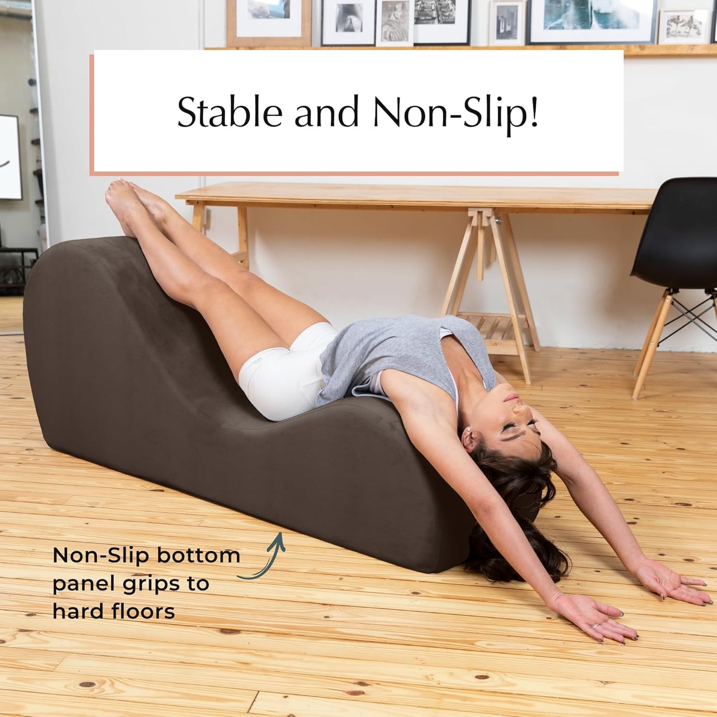 Sleek Chaise Lounge for Yoga - Made in the USA - Great for Stretching, Relaxation, Exercise & More, 60D X 18W X 26H Inch, Black