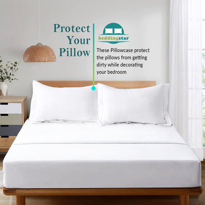 King Pillow Shams Set of 2 White Pillow Shams King Size 20X36 Pillow Covers 100% Egyptian Cotton 600 Thread Count Soft Skin Friendly Cushion Cover Cases Decorative Pillow Shams for Bed