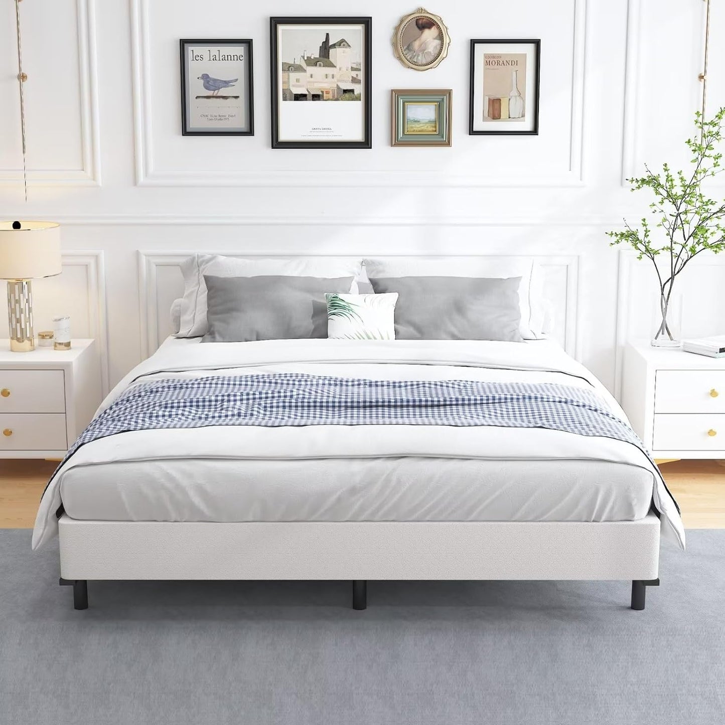 5 Inch Heavy Duty Metal Box Spring Mattress Foundation 3000Lbs Max Weight Capacity/Non-Slip/No Noise/Easy Assembly/Easy Clean Cover,King