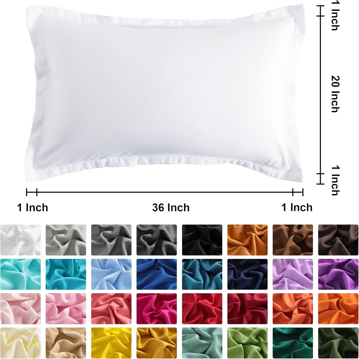 King Pillow Shams - 2 Pack Brushed Microfiber 20X36 Sham Covers - Super Soft and Cozy, Wrinkle, Fade, Stain Resistant 20X36 Inches Oxford Pillowcases, White