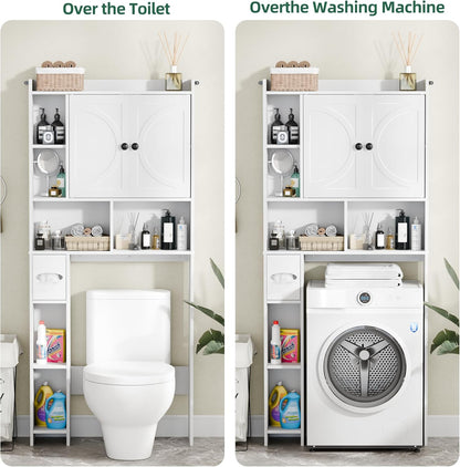 Over the Toilet Storage Cabinet, Farmhouse Storage Cabinet above Toilet Bathroom Organizer, White