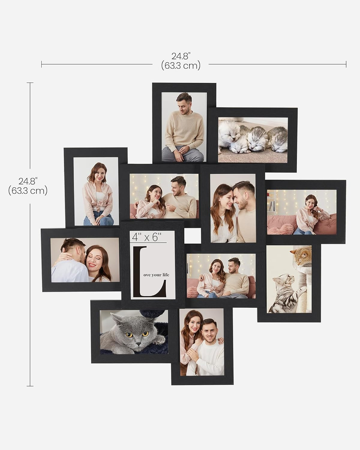 4X6 Collage Picture Frames, 12-Pack Photo Collage Frame for Wall Decor, Glass Front, Assembly Required, Ink Black URPF22BK