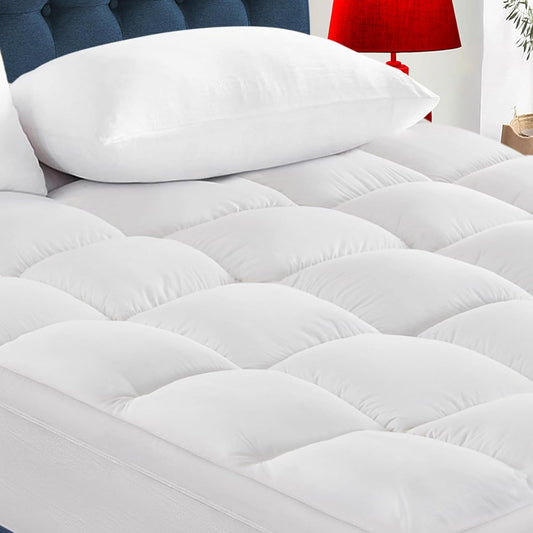 Queen Mattress Topper for Back Pain - Extra Thick Cooling Mattress Pad Cover for Queen Size Bed - Soft Mattress Protector Pillow Top with 8-21 Inch Deep Pocket 3D Snow down Alternative Fill