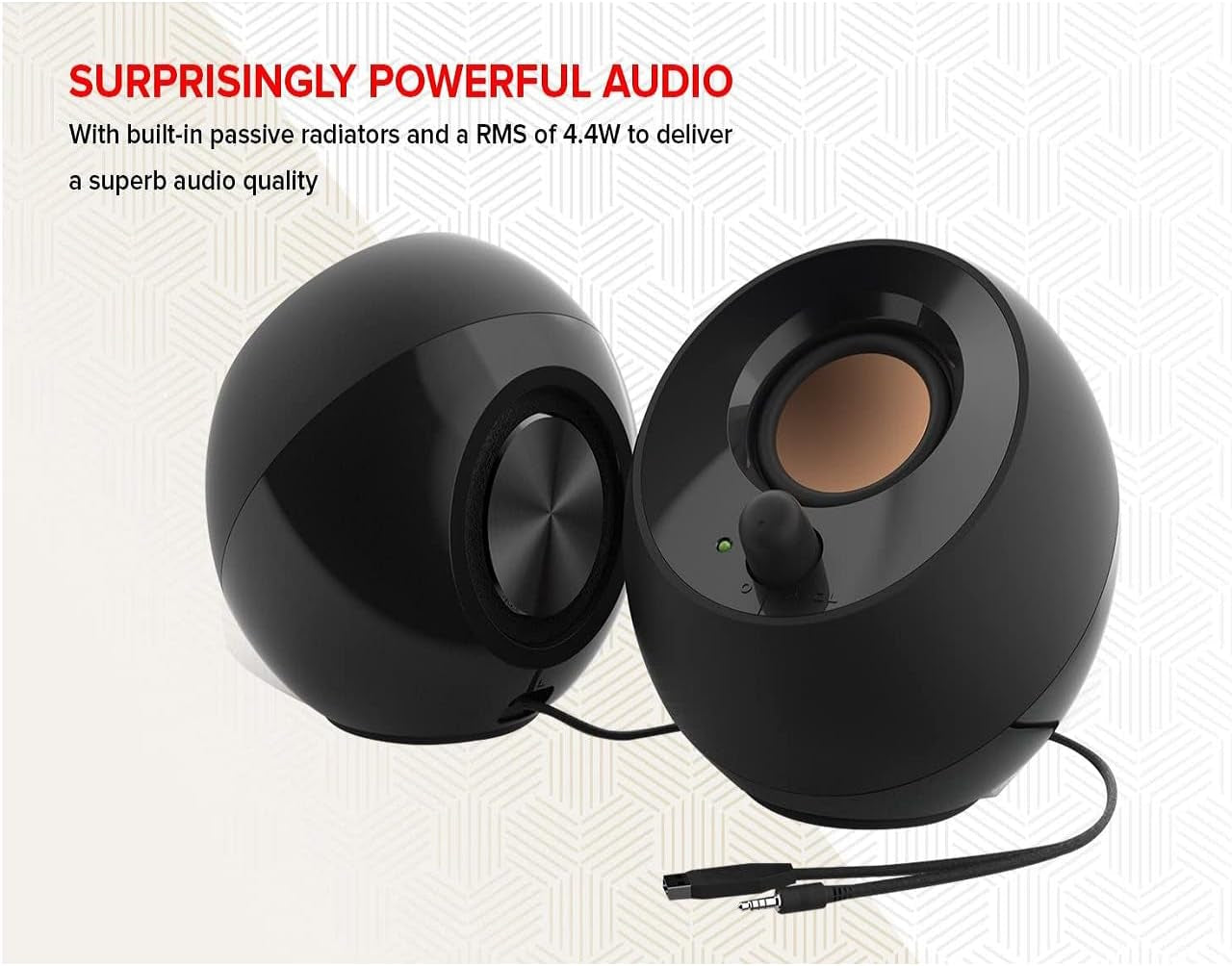 Pebble 2.0 Usb-Powered Desktop Speakers with Far-Field Drivers and Passive Radiators for Pcs and Laptops (Black)