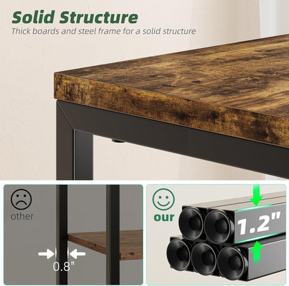 3 Tier Side Table, End Table Night Stand Sofa Table Shelf for Living Room, Rustic Brown