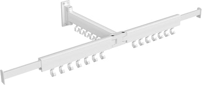 Clothes Drying Rack, Wall-Mounted Laundry Drying Rack, Extendable, Foldable Arms, with 21 Swivel Sliding Hooks, Space-Saving, for Laundry Room, Bathroom, Cloud White ULLR807W01