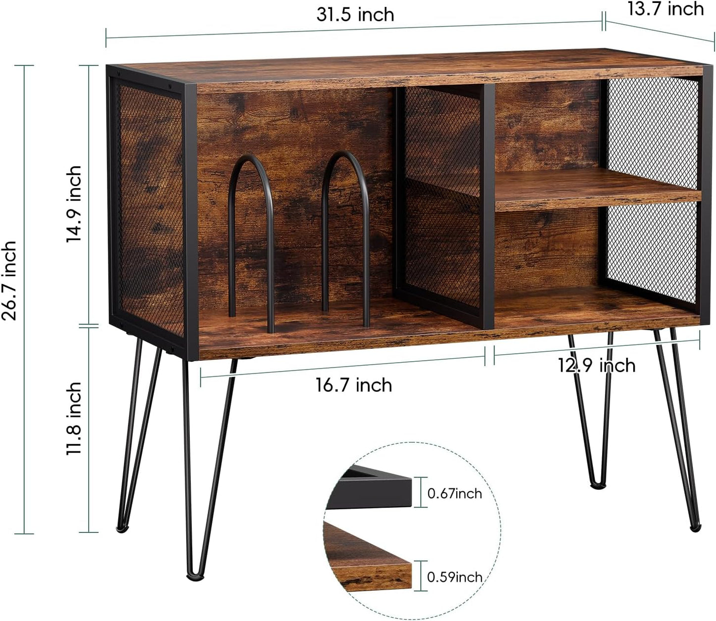 Record Player Stand, Record Player Table with Vinyl Storage Holds up to 230 Albums Storage Cabinet Turntable Stand Album Shelf and Holder