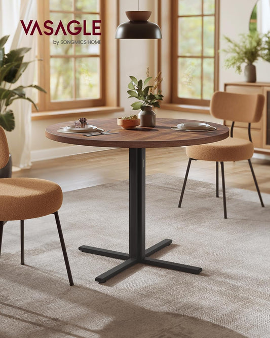 Dining Table, Small round Kitchen Table for 4 People, 31.5 X 29.4 Inches, for Dining Room, Living Room, Farmhouse, Water-Resistant, Somber Walnut UKDT082K01V1