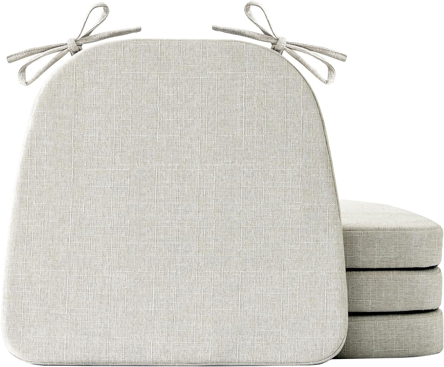Chair Cushions for Dining Chairs Set of 4, Non Slip Kitchen Chair Pads, 17" X 16" X 2", Indoor Dining Chair Cushions with Ties, D-Shaped Seat Cushions for Kitchen Chairs, Beige