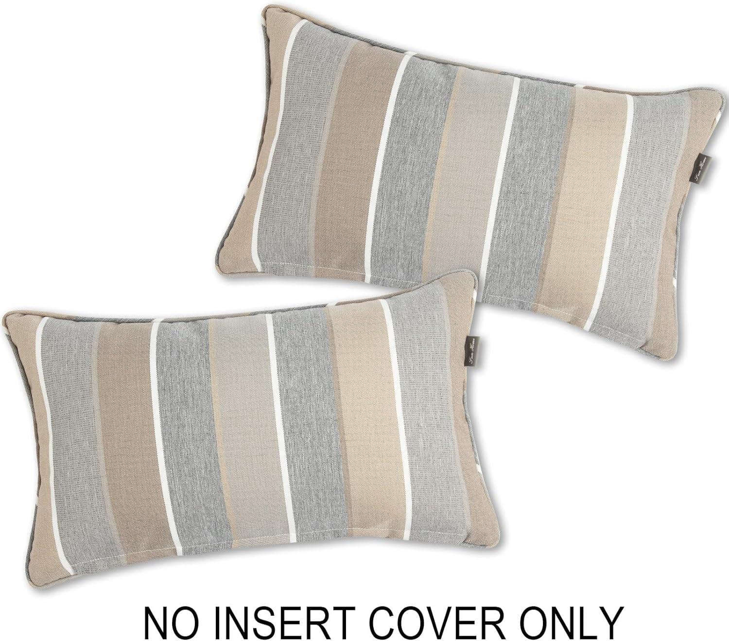 Waterproof Outdoor Lumbar Pillow Covers Set of 2,Home Decor for Garden Patio Furniture,Couch,Sofa 12"X20" Inch Decorative Pillows Cover Only,No Insert(Gray Stripe)