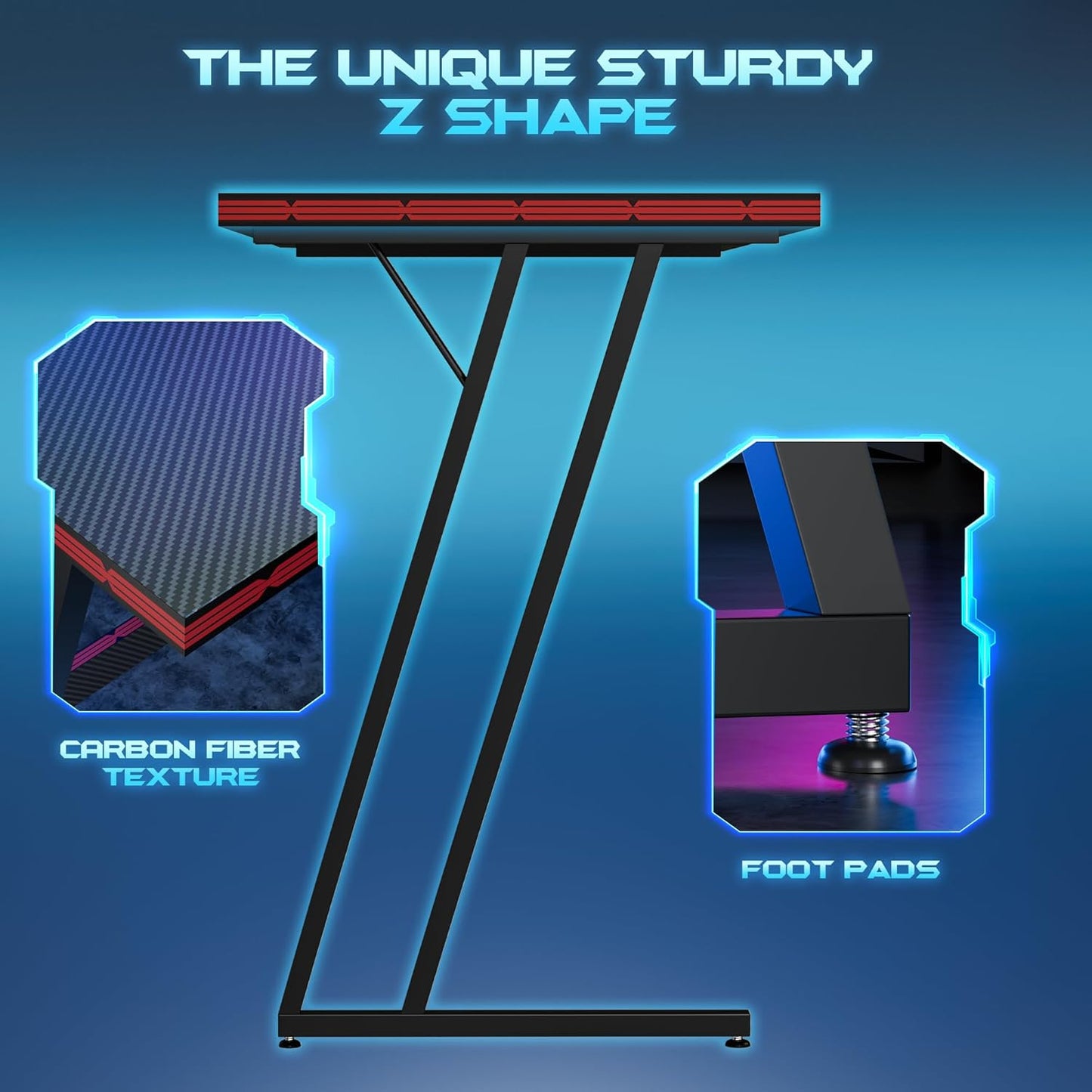 L Shaped Gaming Desk Computer Corner Desk PC Gaming Desk Table with Large Monitor Riser Stand for Home Office Sturdy Writing Workstation (Black, 51 Inch)