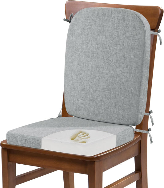 Kitchen Chair Back Cushion & Seat Cushion, Dining Room Chair Cushions,Seat Cushions for Kitchen Chairs,High Density Foam Seat Pad & Backrest,Chair Pads for Dinning Chair with Elastic Bands,Grey