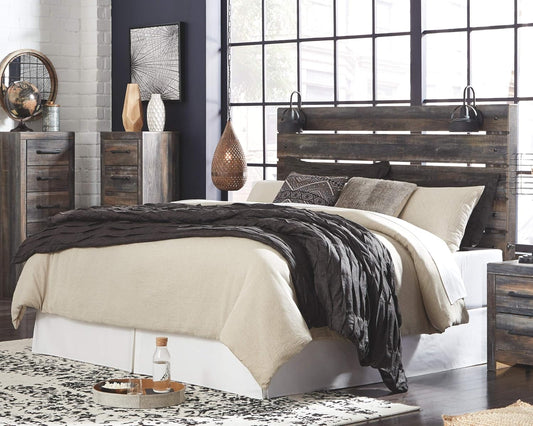 Drystan Rustic Panel Headboard ONLY with USB Charging Stations, King, Brown
