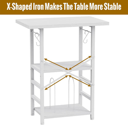 Record Player Stand with Extended Desktop,Large Record Player Table with Vinyl Storage,Turntable Stand with Record Holder Vinyls Display Shelf for Music Room Studio,White