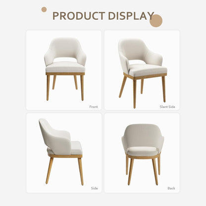 Wooden Dining Chairs Set of 4, Modern Fabric Upholstered Dining Room Chair, Kitchen Side Chairs, Farmhouse Dinner Chair with Open Back for Kitchen, Beige