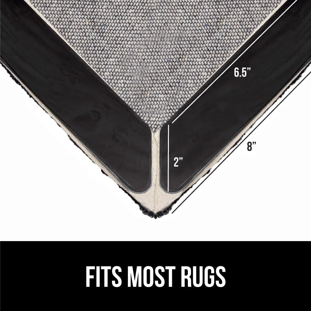 Rug Gripper Pads, Keep Area Rugs Corners from Curling and Bunching, Reusable Dual-Sided Flexible Sticky Pad, Grips Floor Underlayment, Hold Carpet in Place on Hardwood Floors, 8 Pack