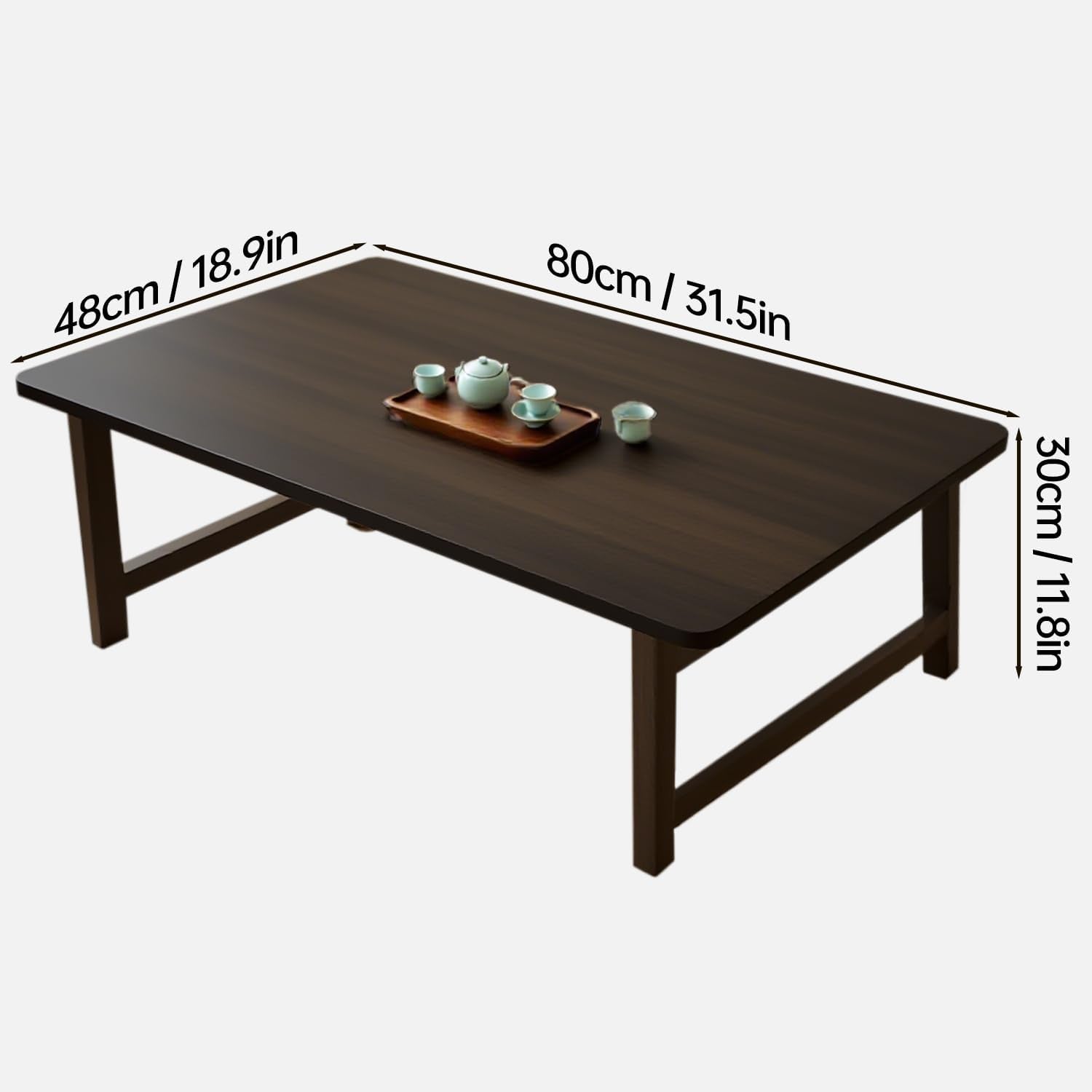 Japanese Folding Floor Table Foldable Coffee Tables Wood Low Tables Versatile for Sitting Dining Table Tea Tatami Desk No Assembly Unique (39.4 * 19.7 * 11.8 Inch)