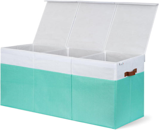 Extra Large Toy Storage Organizer with Lid - Sturdy, Collapsible Toy Chest Storage Box Design - Toys Bin with Dividers for Kids, Nursery, Bedroom, Playroom 37"X16"X14"