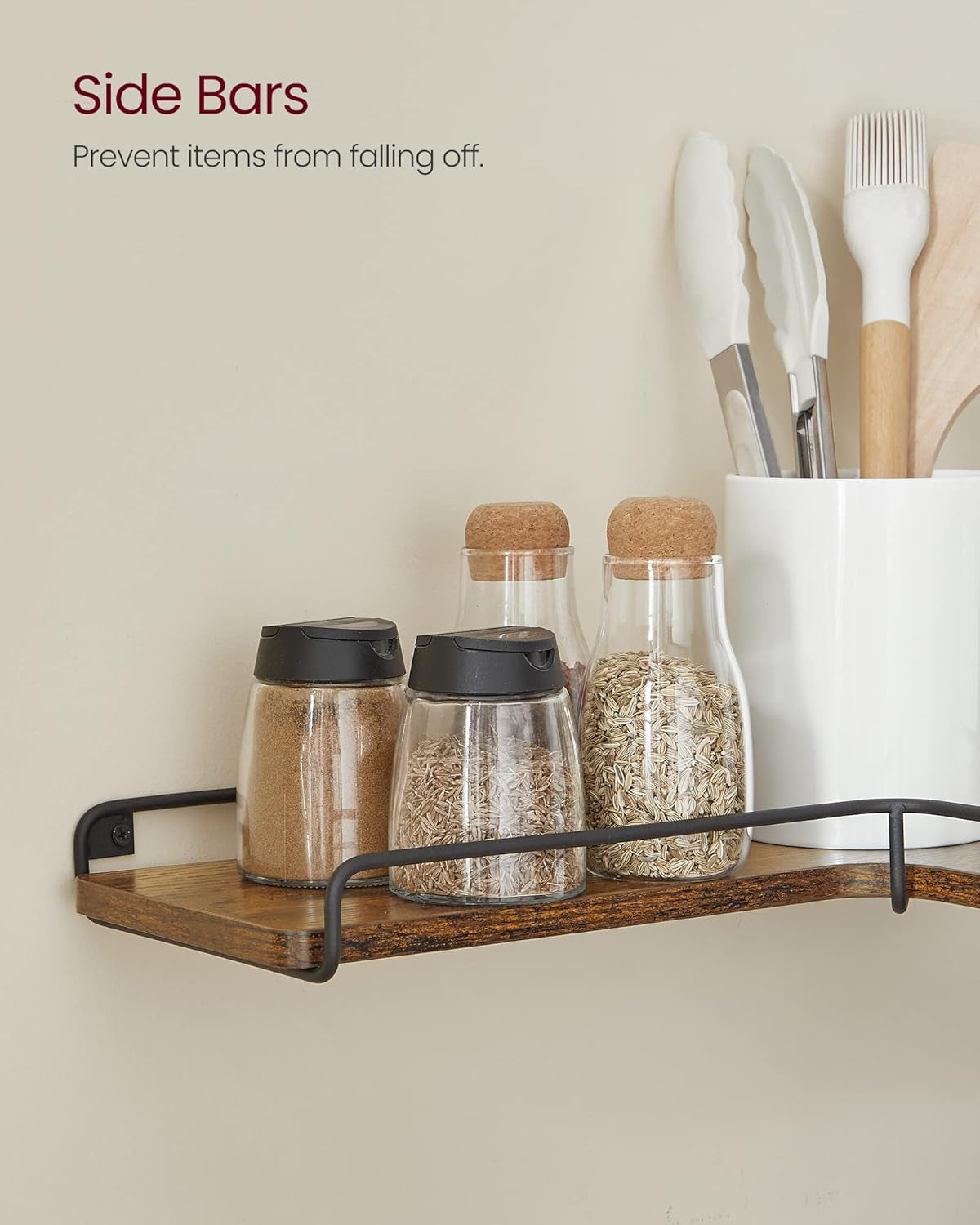 Corner Shelf Wall Mount Set of 2, Floating Shelves, Small Wall Shelf for Decor Storage, for Living Room Bedroom Kitchen Bathroom, Rustic Brown and Black ULLS831B01