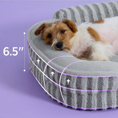 Cute Dog Bed Medium Size Dog, Orthopedic Waterproof Medium Pet Beds with Sides, High Back Non-Slip Bottom and Egg-Crate Foam Pet Couch Sofa with Washable Removable Cover, Grey