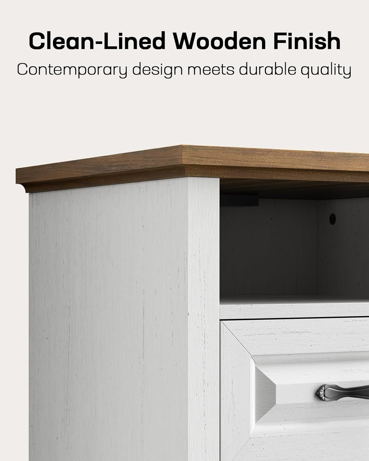 Nightstand Set of 2 for Bedroom, Night Stand with Charging Station, Bedside Table with 2 Drawers & Open Shelf, Farmhouse End Table Storage Cabinet, Wood White