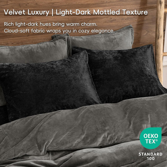 Truly Velvet Pillowcases King Size, No Insert, 2 Pack Ultra Soft Breathable Pillow Shams Covers with Envelope Closure, 20" X 36" Luxury Cozy Warm Fuzzy Flannel Pillow Cases, Black