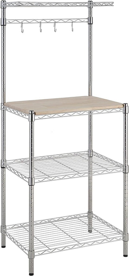 Kitchen Storage Baker'S Rack with Removable Top, Chrome/Beige, 18"D X 24" W X 59"H