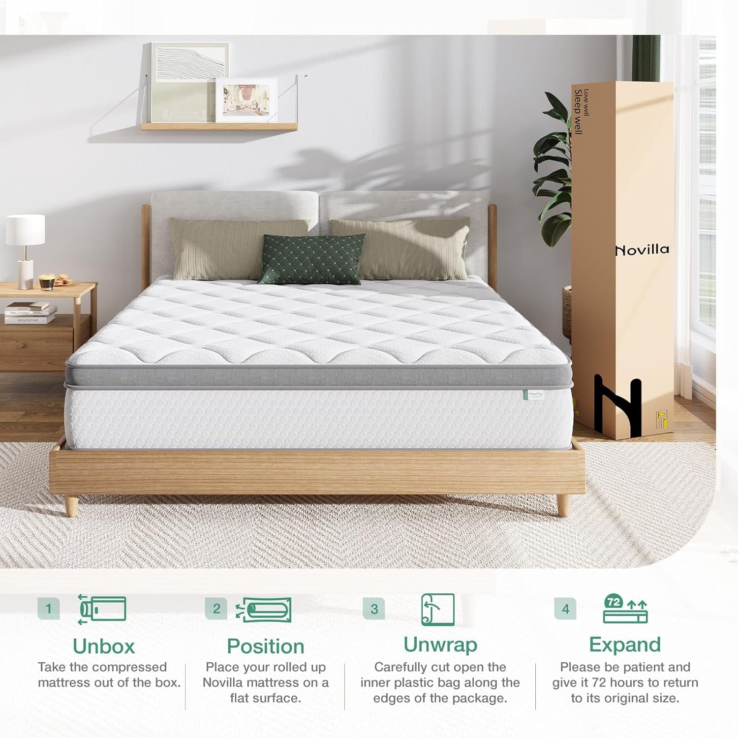 Twin Mattress, 10 Inch Twin Hybrid Mattress for Kids, Pocket Innerspring Pillow Top Mattresses for Motion Isolation, Pressure Relief & Edge Support, Medium Firm Feel