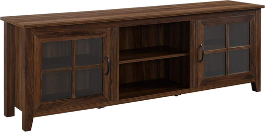 Portsmouth Classic 2 Glass Door TV Stand for Tvs up to 80 Inches, 70 Inch, Dark Walnut